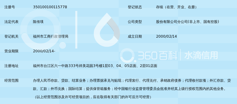 福建海峡银行股份有限公司福州六一支行_360