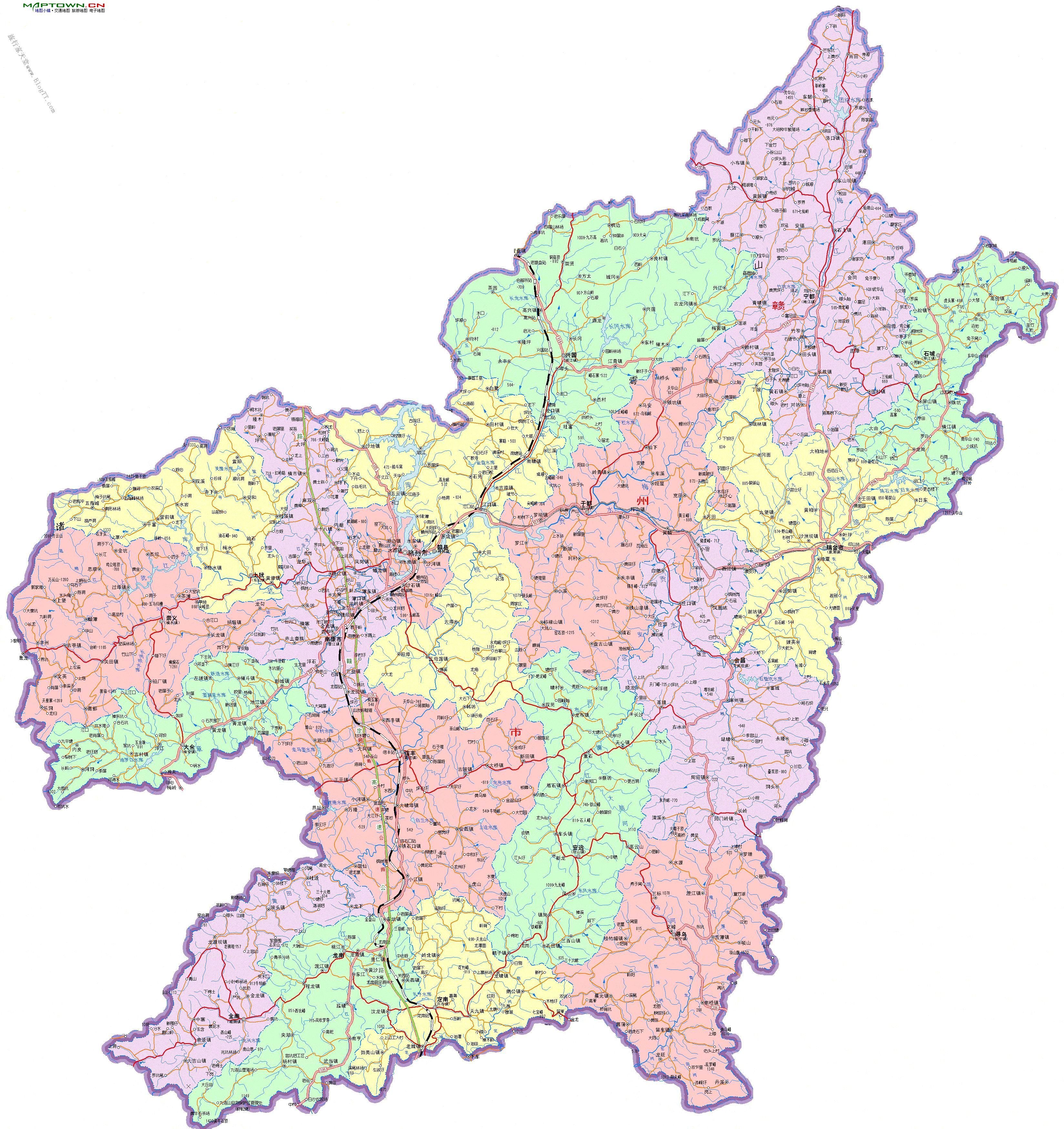 江西省赣州市行政地图