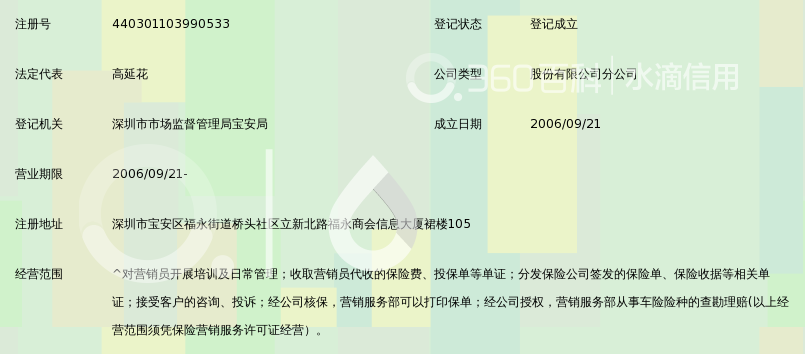 中国太平洋财产保险股份有限公司深圳分公司福