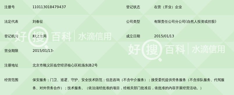 蓝盾保安集团有限公司北京首都机场分公司